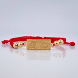 Pulsera Tejida Roja Billete Dólar 2gr / 5mm Oro Amarillo 18K %