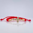 Pulsera Tejida Roja Cruz Tupida 2.1gr / 4mm Oro Amarillo 18K %