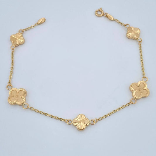 Pulso Trebol Aro Seguido 3.2gr / 7 1/2 in / 1mm Oro Amarillo 18K %