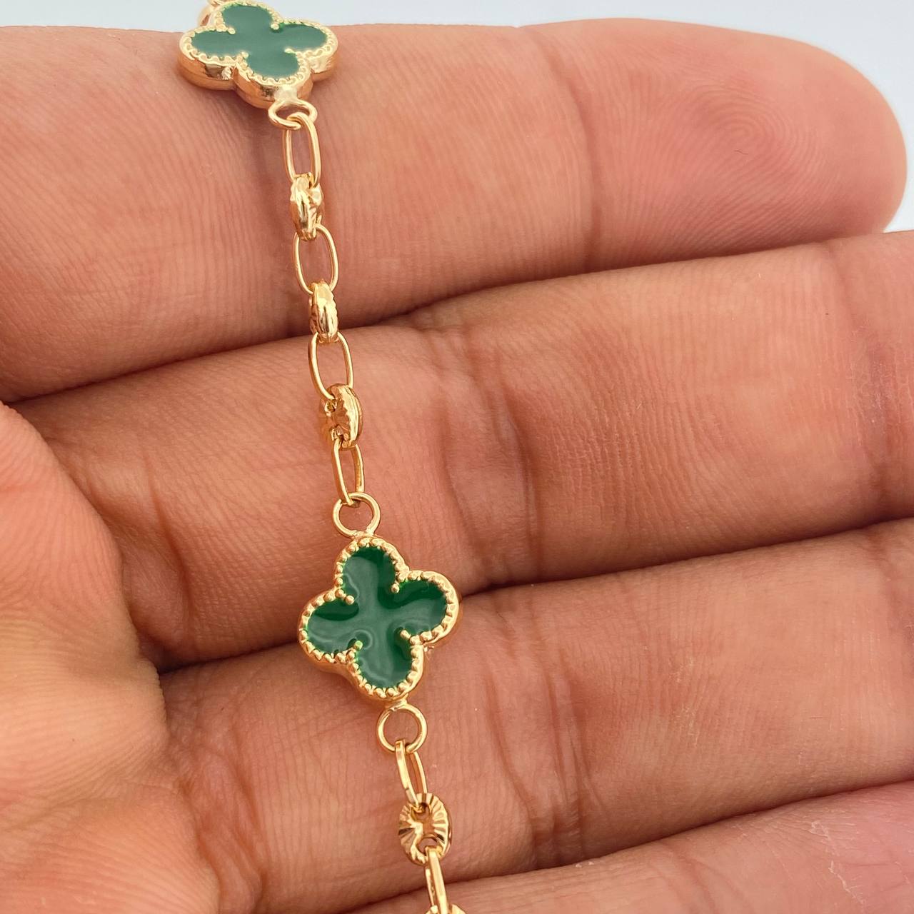 Pulso Trebol GC 4.35gr / 7 1/4 in / 2mm Oro Amarillo 18K %