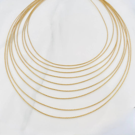 Cadena Cascada 10g / 18 in / 0.9mm Oro Amarillo 18K