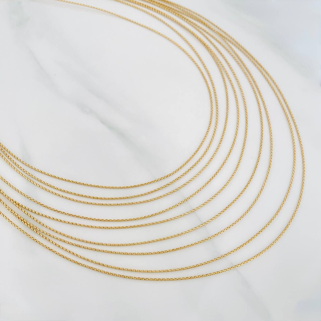 Cadena Cascada 10g / 18 in / 0.9mm Oro Amarillo 18K