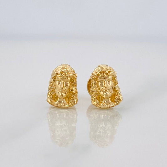 Stud Earrings Face of Christ 0.9g / in / 8mm Yellow Gold 18K