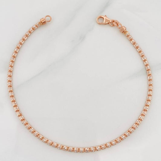 Pulso Ice 4.5g / 8 in / 2.39mm Dos Oros Blanco Rosa 18K