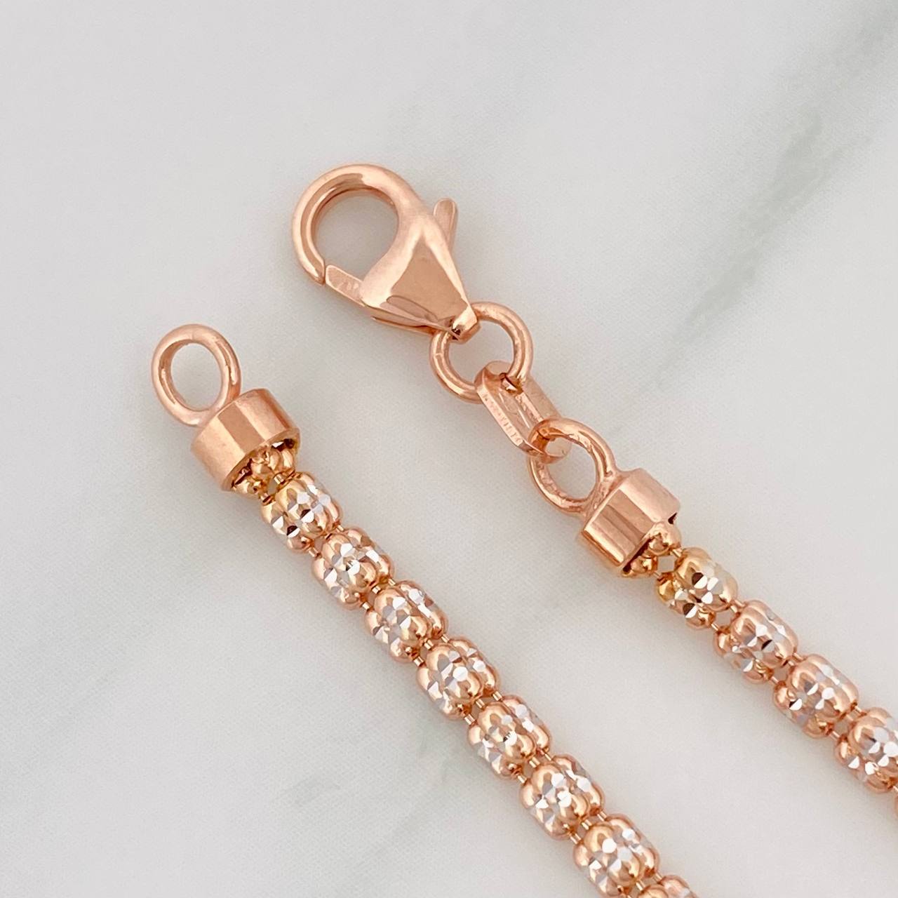 Pulso Ice 4.5g / 7 3/4 in / 2.5mm Dos Oros Blanco Rosa 18K