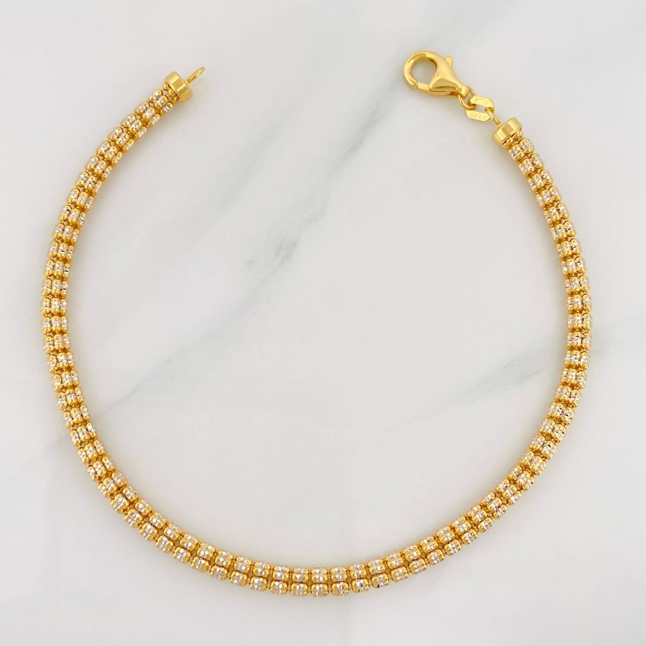 Bracelet Ice 8.9g / 8 in / 3.65mm Two Yellow White Gold 18K