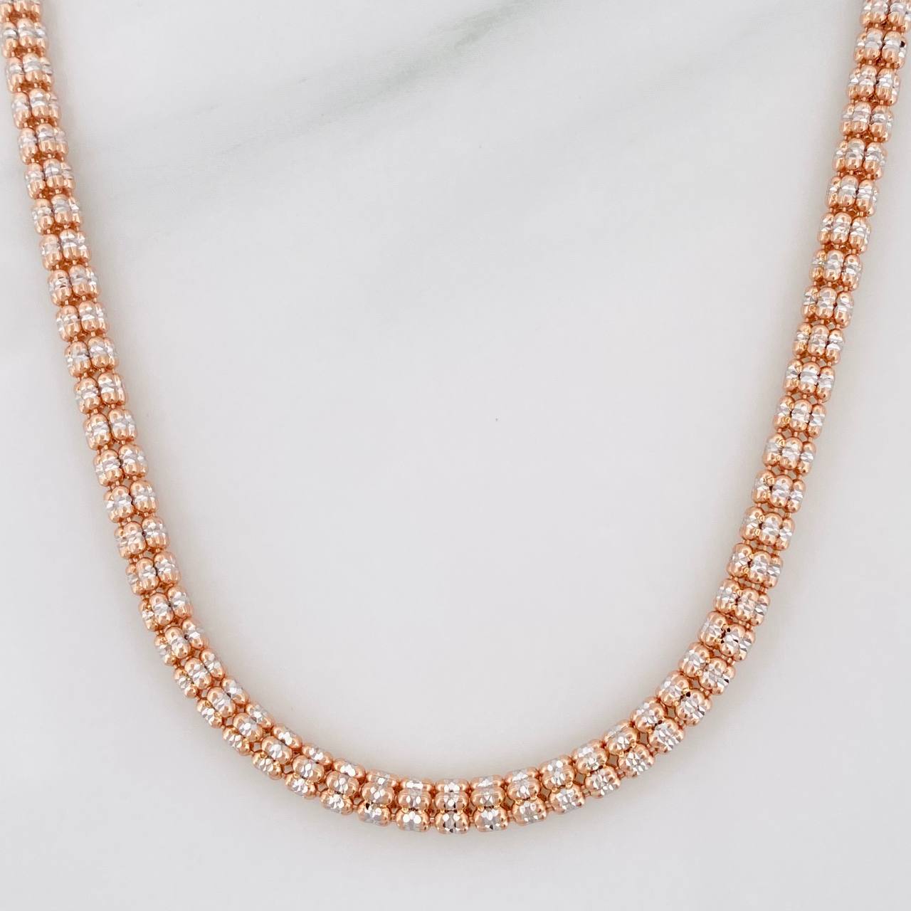 Cadena Ice 19.9g / 60cm / 3.1mm Dos Oros Blanco Rosa 18K