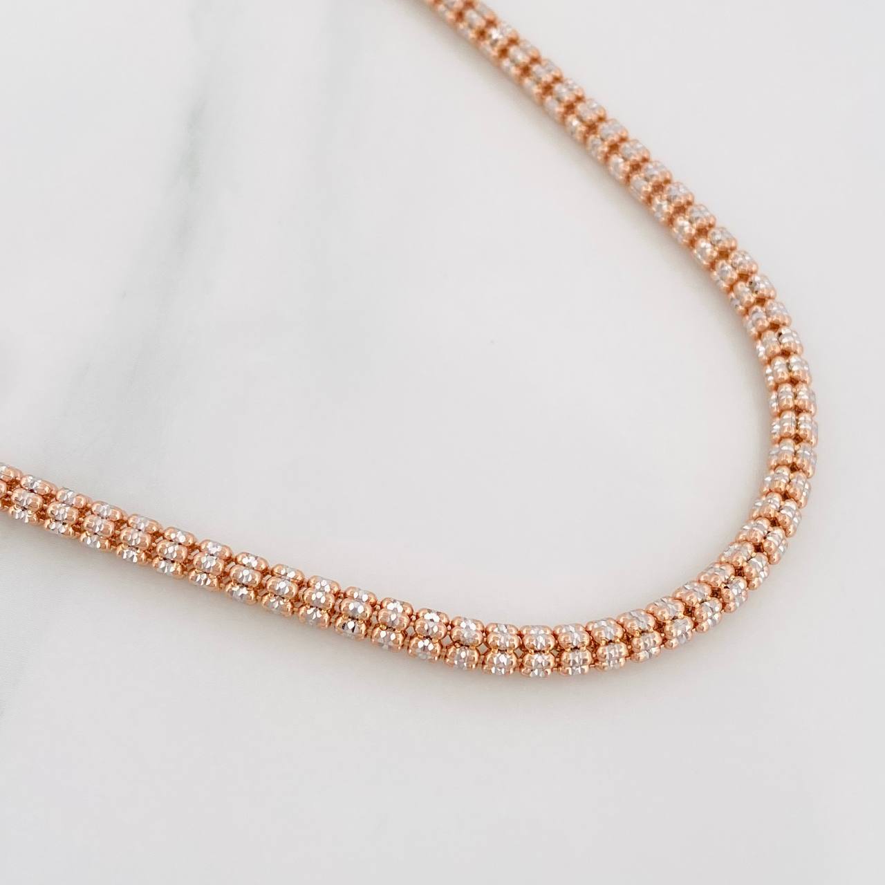 Cadena Ice 19.9g / 60cm / 3.1mm Dos Oros Blanco Rosa 18K