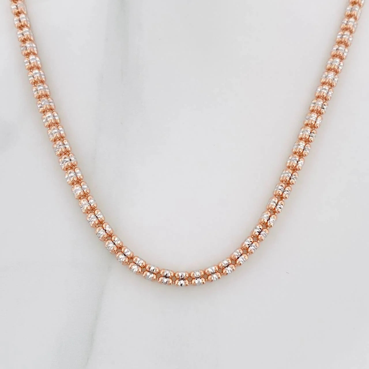 Ice Chain 18.5g / 28 in / 2.5mm Two-Tone White and Rose Gold 18K