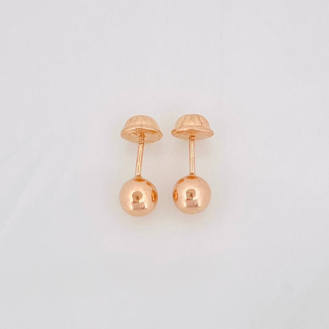 Plain Bead Stud Earrings 0.7g / in / 6mm 18K Rose Gold