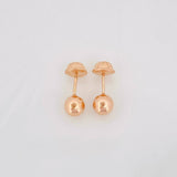 Plain Bead Stud Earrings 0.7g / in / 6mm 18K Rose Gold
