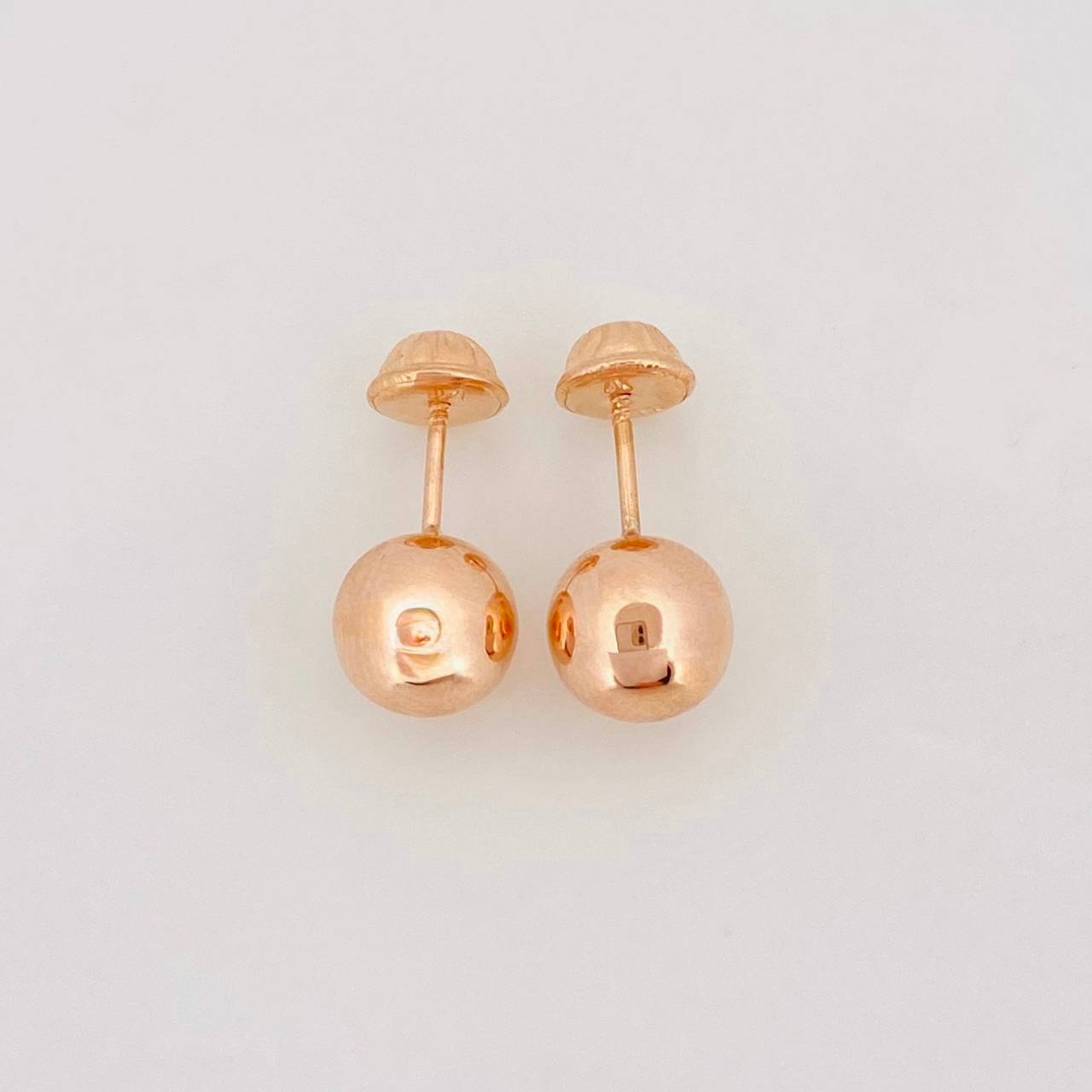 Plain Bead Stud Earrings 0.7g / in / 7mm Rose Gold 18K