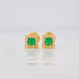 Square Halo Stud Earrings 0.7g / in / 4.5mm Yellow Gold 18K