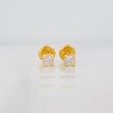 Square Halo Stud Earrings 0.65g / in / 3.25mm 18K Yellow Gold