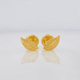 Stud Earrings Leaves 0.7g / in / 3.55mm Yellow Gold 18K