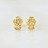 Stud Earrings Letter S 0.75gr / 18K Yellow Gold