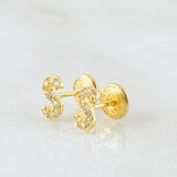 Stud Earrings Letter S 0.75gr / 18K Yellow Gold