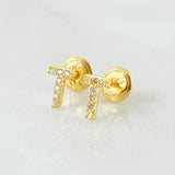 Stud Earrings Letter T 0.65gr / 18K Yellow Gold