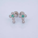 Topos Cruz Rosas Esmeralda 1.1gr / 7 mm / Plata 925 %