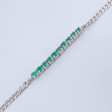 Pulso Tennis Cubano Esmeralda 4.05gr / 7 1/4 in / 3.4mm Plata 925 %