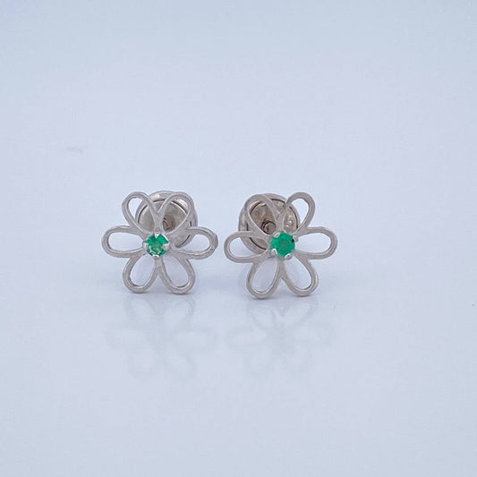 Topos Flor Esmeralda 0.85gr / 9mm / Plata 925 %
