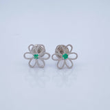 Topos Flor Esmeralda 0.85gr / 9mm / Plata 925 %