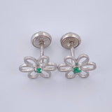 Topos Flor Esmeralda 0.85gr / 9mm / Plata 925 %