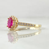 Anillo Solitario Halo Ovalo 2.35gr / T7 3/4 / Oro 18K ©