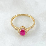Anillo Solitario Halo Ovalo 2.35gr / T7 3/4 / Oro 18K ©