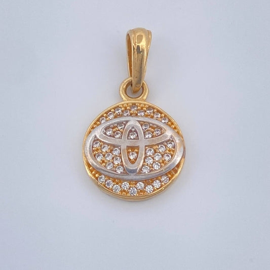 Dije Circulo Marca Automovil 2.3gr / 1 in / Dos Oros Amarillo Blanco 18K $