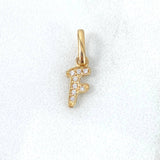 Dije Letra F Silueta 0.35gr / 1.6cm / Circones Blancos Oro Amarillo 18K ©