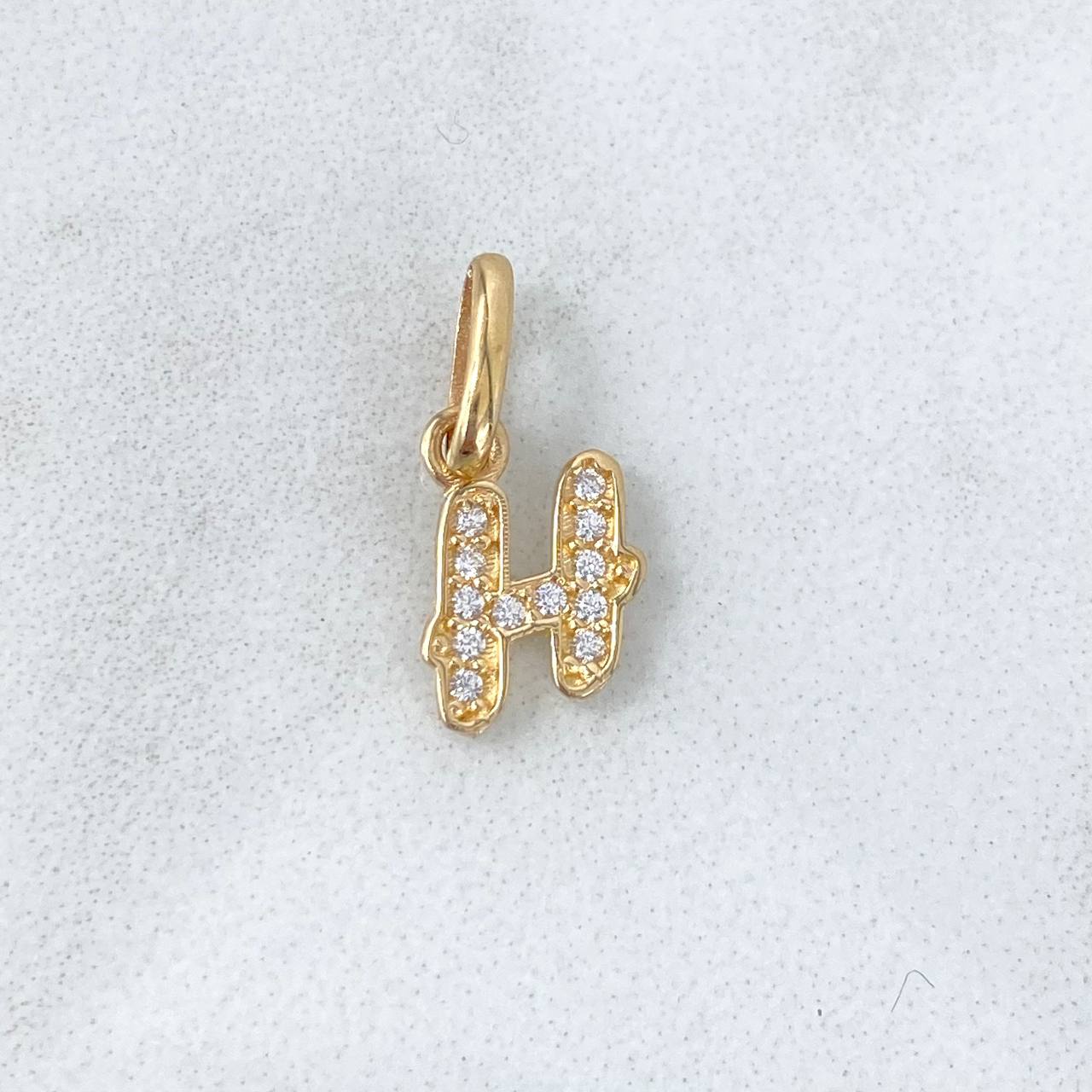 Dije Letra H Silueta 0.6gr / 1.6cm / Circones Blancos Oro Amarillo