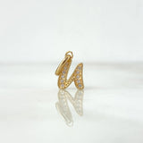 Pendant Letter U Silhouette 0.7gr / 1.6cm / White Zircons Yellow Gold