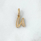 Pendant Letter U Silhouette 0.7gr / 1.6cm / White Zircons Yellow Gold