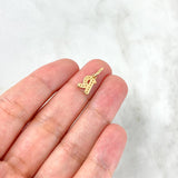 Pendant Letter R Silhouette 0.7gr / 1.6cm / White Zircons Yellow Gold