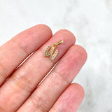 Pendant Letter W Silhouette 0.6gr / 1.6cm / White Zircons Yellow Gold