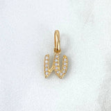 Pendant Letter W Silhouette 0.6gr / 1.6cm / White Zircons Yellow Gold
