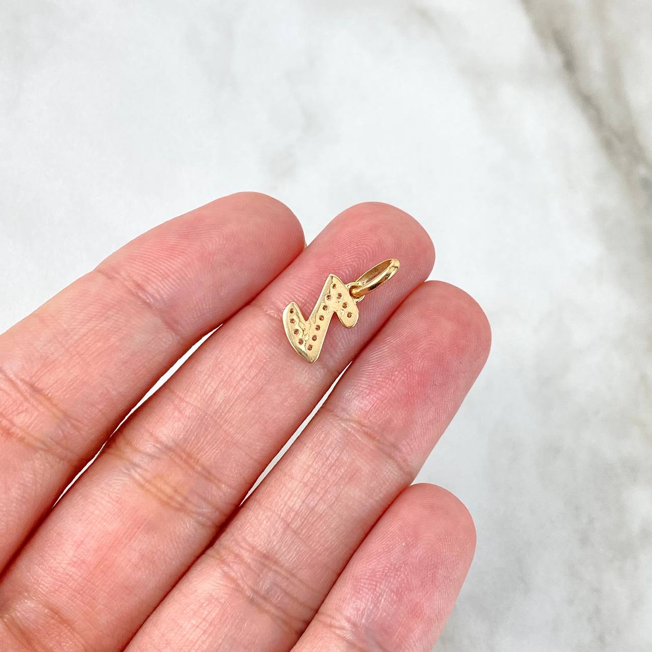 Pendant Letter Z Silhouette 0.7gr / 2.1cm-White Zircons 18K Yellow Gold *