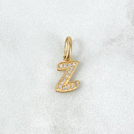 Pendant Letter Z Silhouette 0.7gr / 2.1cm-White Zircons 18K Yellow Gold *