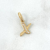 Pendant Letter X Silhouette 0.55gr / 1.6cm / White Zircons Yellow Gold
