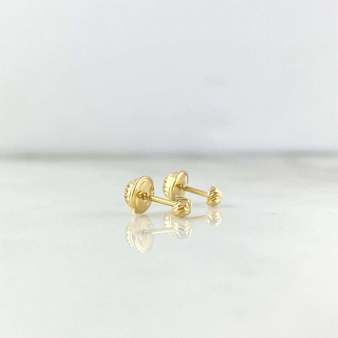 Stud Earrings Media Bead 0.45gr / 3mm Diamond Cut Yellow Gold