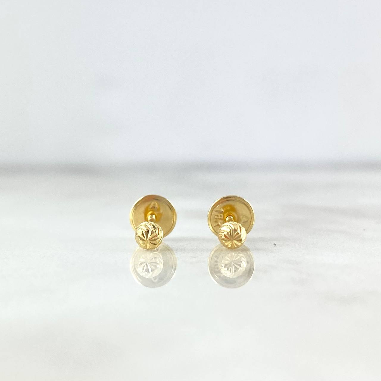 Stud Earrings Media Bead 0.45gr / 3mm Diamond Cut Yellow Gold