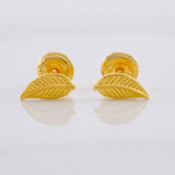 Leaf Stud Earrings 0.65g / in / 3.7mm Yellow Gold 18K