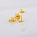 Leaf Stud Earrings 0.7g / in / 3.7mm Yellow Gold 18K