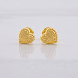 Diamond Cut Heart Stud Earrings 0.6g / in / 6.9mm 18K Yellow Gold