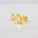 Diamond Cut Heart Stud Earrings 0.65g / in / 6.9mm 18K Yellow Gold