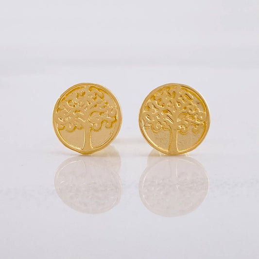 Stud Earrings Tree of Life 1.5g / in / 8.4mm Yellow Gold 18K
