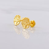 Stud Earrings Tree of Life 1.4g / in / 8.5mm Yellow Gold 18K