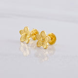 Stud Earrings Flower 1.2g / in / 7.6mm Yellow Gold 18K