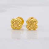 Diamond Cut Clover Stud Earrings 0.55g / in / 6.1mm 18K Yellow Gold
